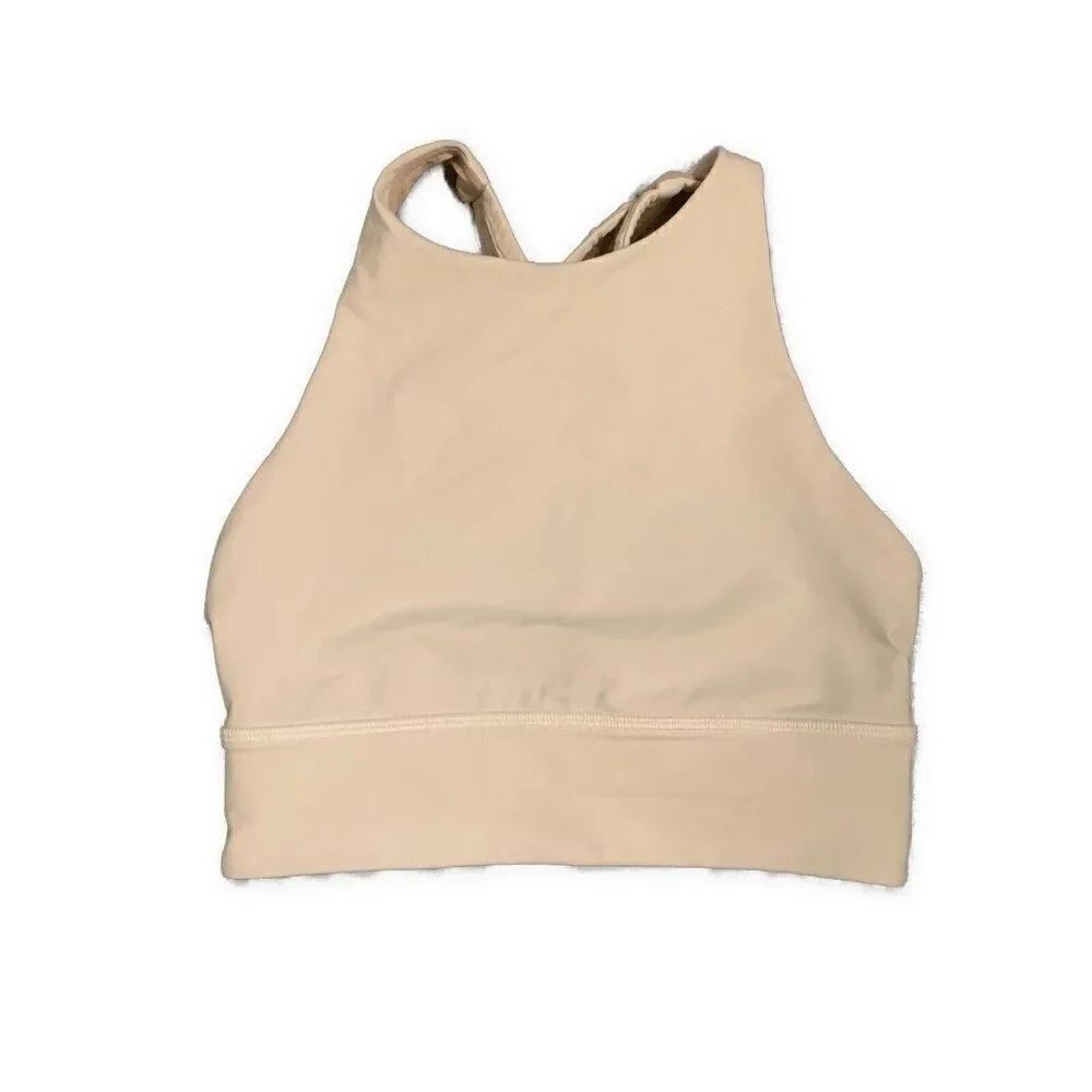 lululemon Womens Solid White Crew Neck Sports Bra Size 4